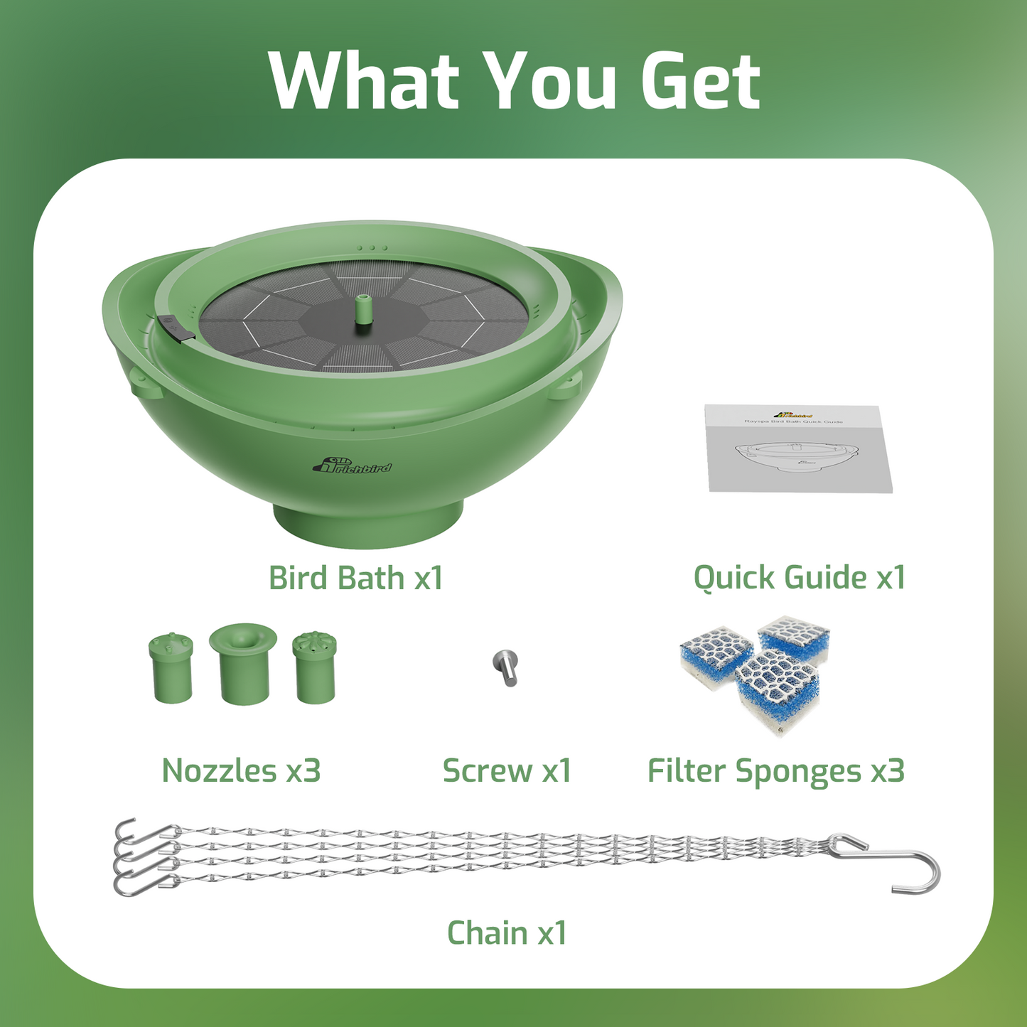 3-in-1 Solar Bird Bath with Battery Backup