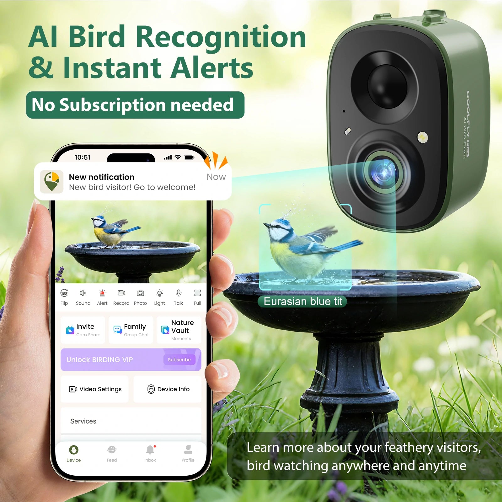 COOLFLY Flex AI Bird Cam