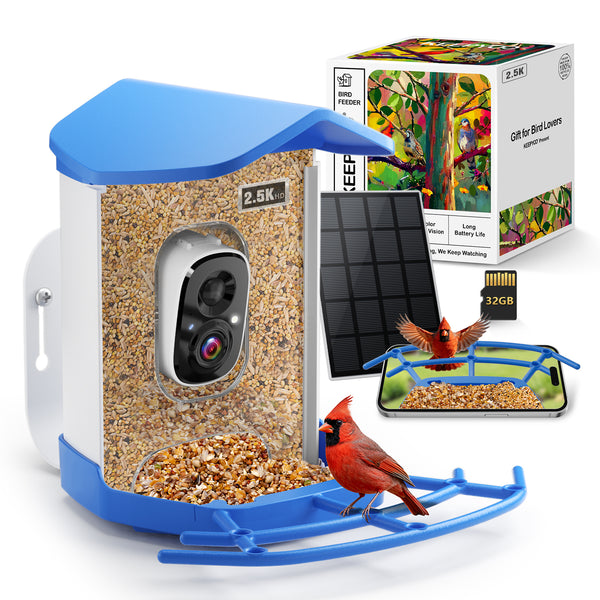2.5K HD Smart Bird Feeder with Solar Panel