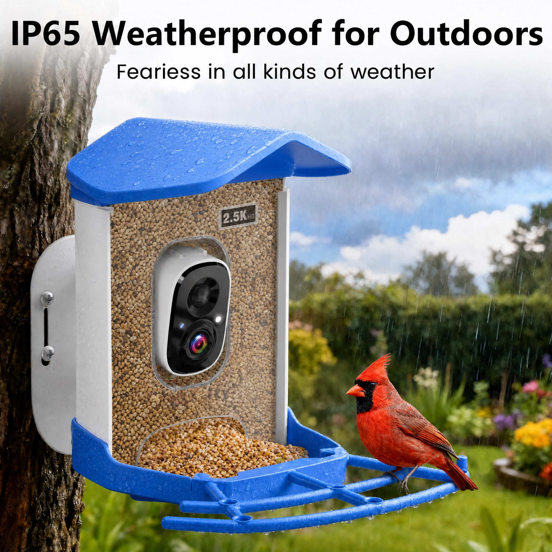 2.5K HD Smart Bird Feeder with Solar Panel