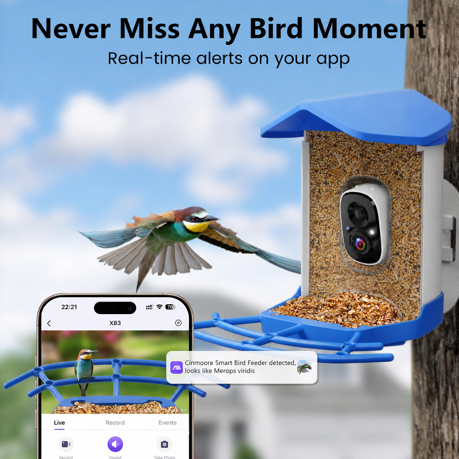 2.5K HD Smart Bird Feeder with Solar Panel